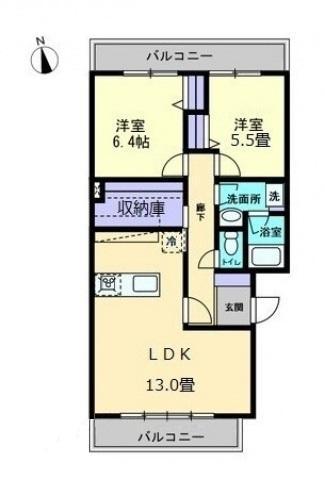サンロイヤル元山(2LDK/3階)の間取り写真