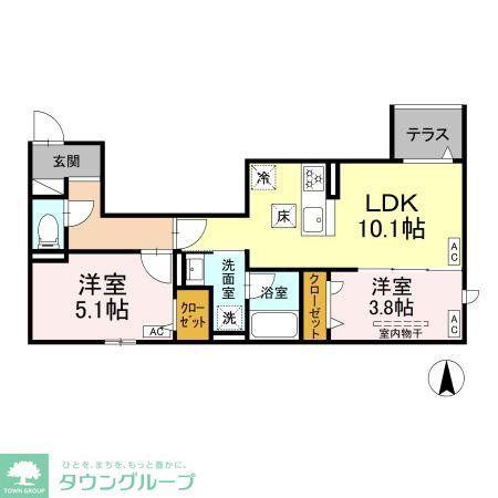 セレスティア上北沢(2LDK/3階)の間取り写真