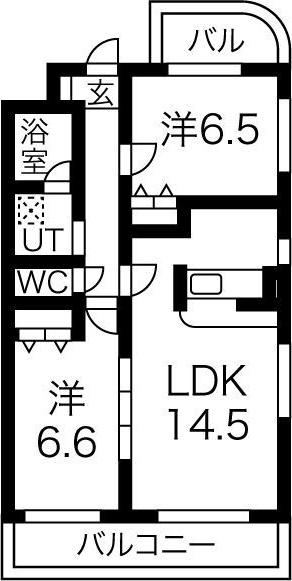 LA VERITE(2LDK/2階)の間取り写真