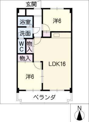 ガーデンヒルズキヨス(2LDK/4階)の間取り写真