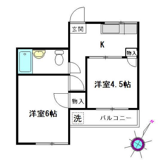 桜台ハイツ(2DK/2階)の間取り写真