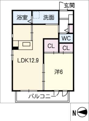 T-スペース(1LDK/2階)の間取り写真