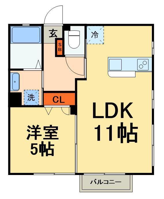 京成松戸線 薬園台駅 徒歩9分 2階建 築15年(1LDK/2階)の間取り写真