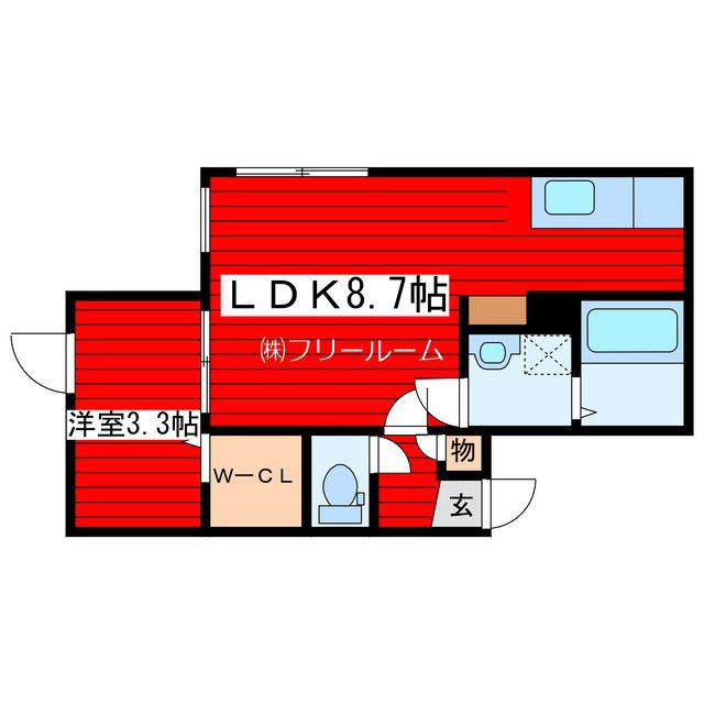 ティーズビレッジ(1LDK/2階)の間取り写真