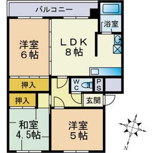 CUBLE キューブル(3DK/3階)の間取り写真