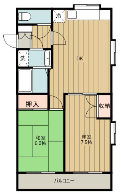 サンブンハイツ(2DK/3階)の間取り写真