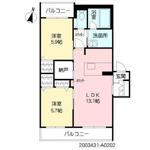 サン・ベレオ紺屋町(2LDK/3階)の間取り写真