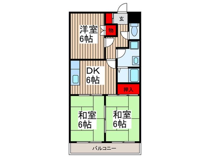 原第5マンション(3DK/2階)の間取り写真