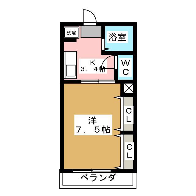 寺門レジデンス(1K/2階)の間取り写真