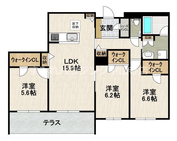 CELFENA 宝塚・川面 HAUTDEGAMME(3LDK/1階)の間取り写真