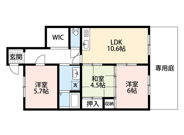レジデンス吉川2号棟(3LDK/1階)の間取り写真