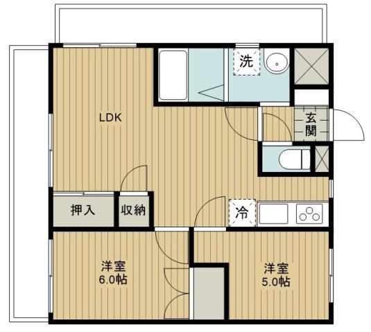 ヨーコーハイツ(2LDK/3階)の間取り写真
