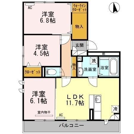 エレンシア東瀬頭(3LDK/2階)の間取り写真