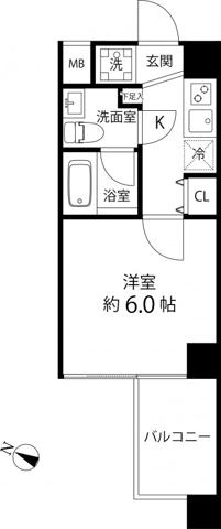 マーレ横浜白金(1K/4階)の間取り写真