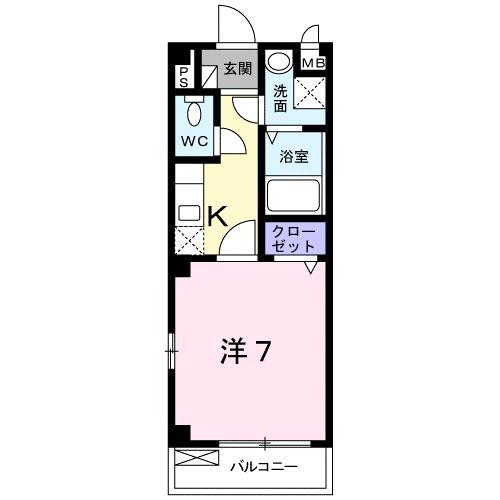 ロングTAKABUNE(1K/1階)の間取り写真
