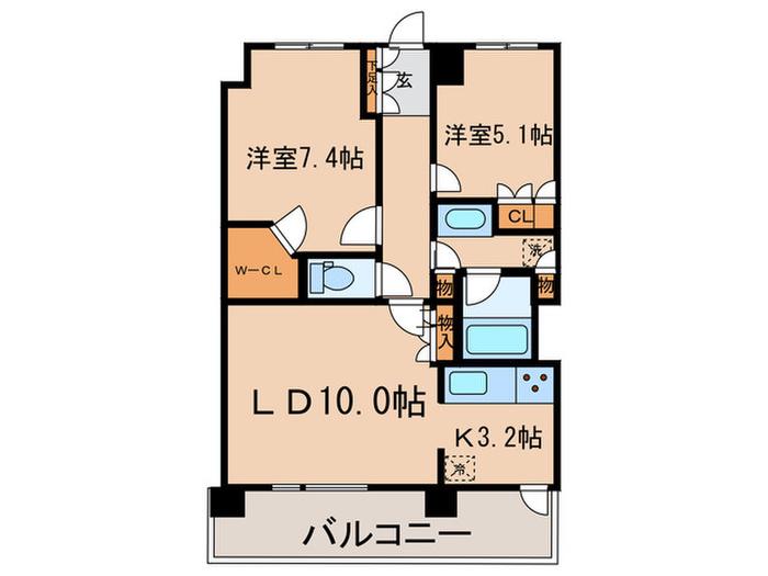 HF若林公園レジデンス(2LDK/5階)の間取り写真