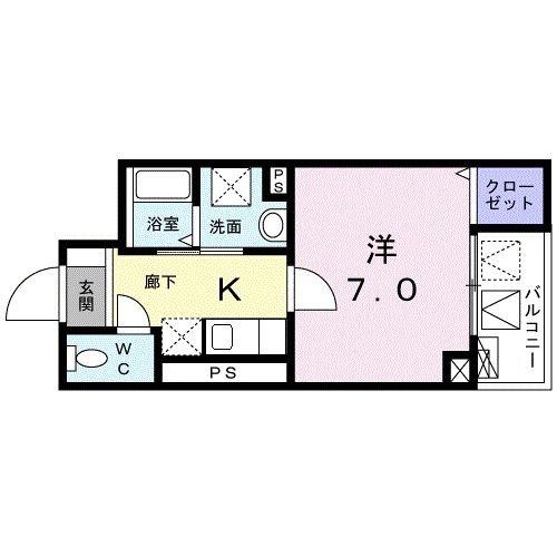 ロワモンターニュ(1K/3階)の間取り写真