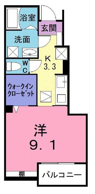 フォレスタ K(1K/1階)の間取り写真