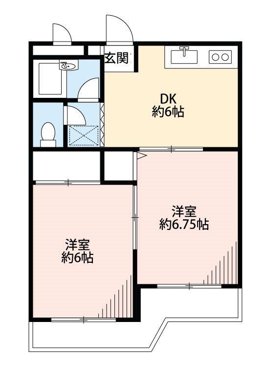 ゴールドハイツ(2DK/2階)の間取り写真