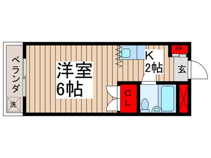 サンアベニュー久米川(1K/1階)の間取り写真