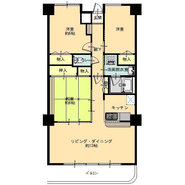 ローゼンクローネ(3LDK/10階)の間取り写真