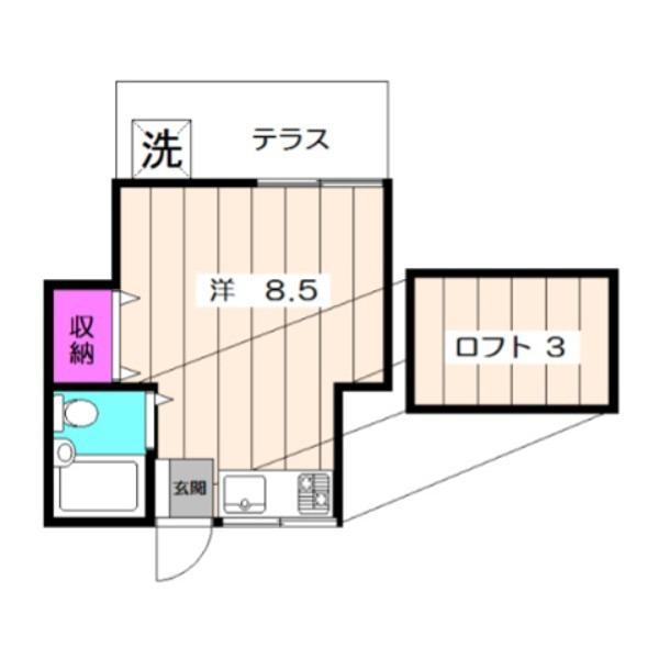 シャトレ西蒲田(ワンルーム/2階)の間取り写真