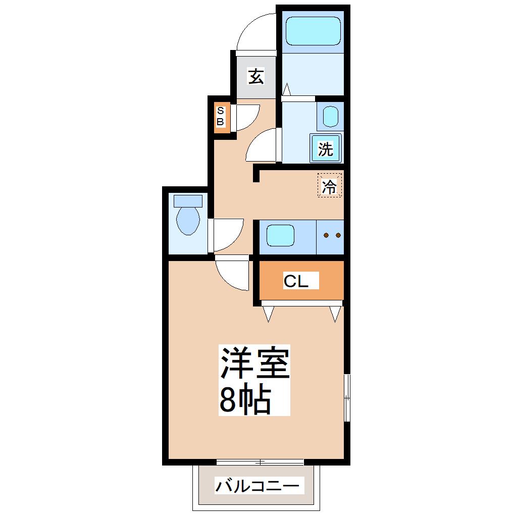 アムールビーベ(1K/1階)の間取り写真