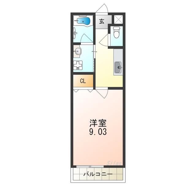 プリエりんくうB棟(1K/2階)の間取り写真