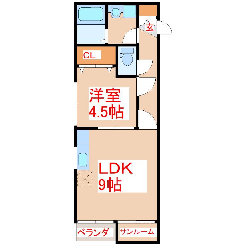 CLOUD9(1LDK/1階)の間取り写真