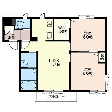 グレイスコート(2LDK/1階)の間取り写真