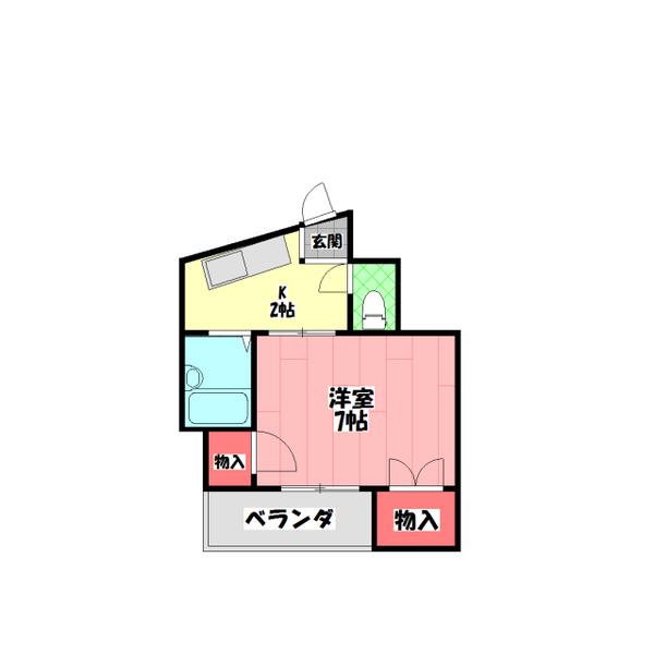 堂山ハイツB(1K/4階)の間取り写真