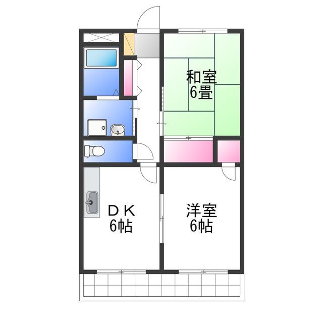 ダイヤモンドハイツ(2DK/3階)の間取り写真