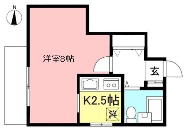 カメリア成城(1K/3階)の間取り写真