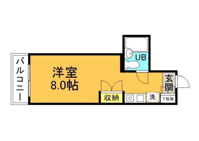 矢賀ビル(ワンルーム/2階)の間取り写真