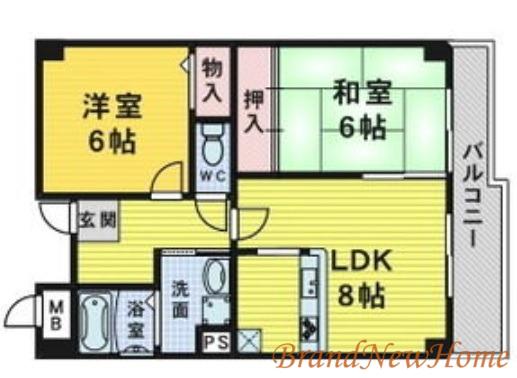 グランツハイム(2DK/5階)の間取り写真