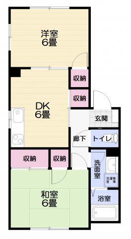 ワイアール畑中(2DK/1階)の間取り写真