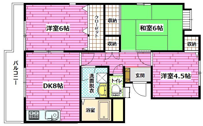 コーポ松崎I(3LDK/4階)の間取り写真