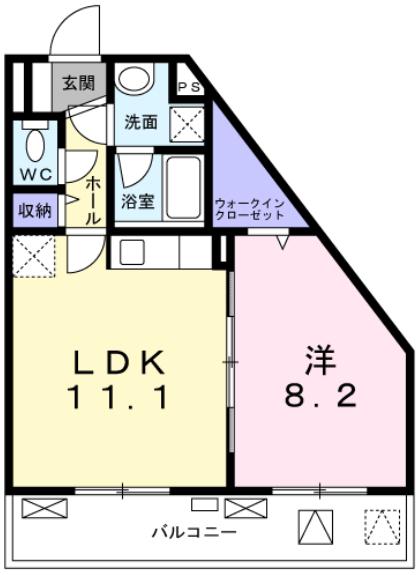 グランドレジデンスMエイト(1LDK/3階)の間取り写真
