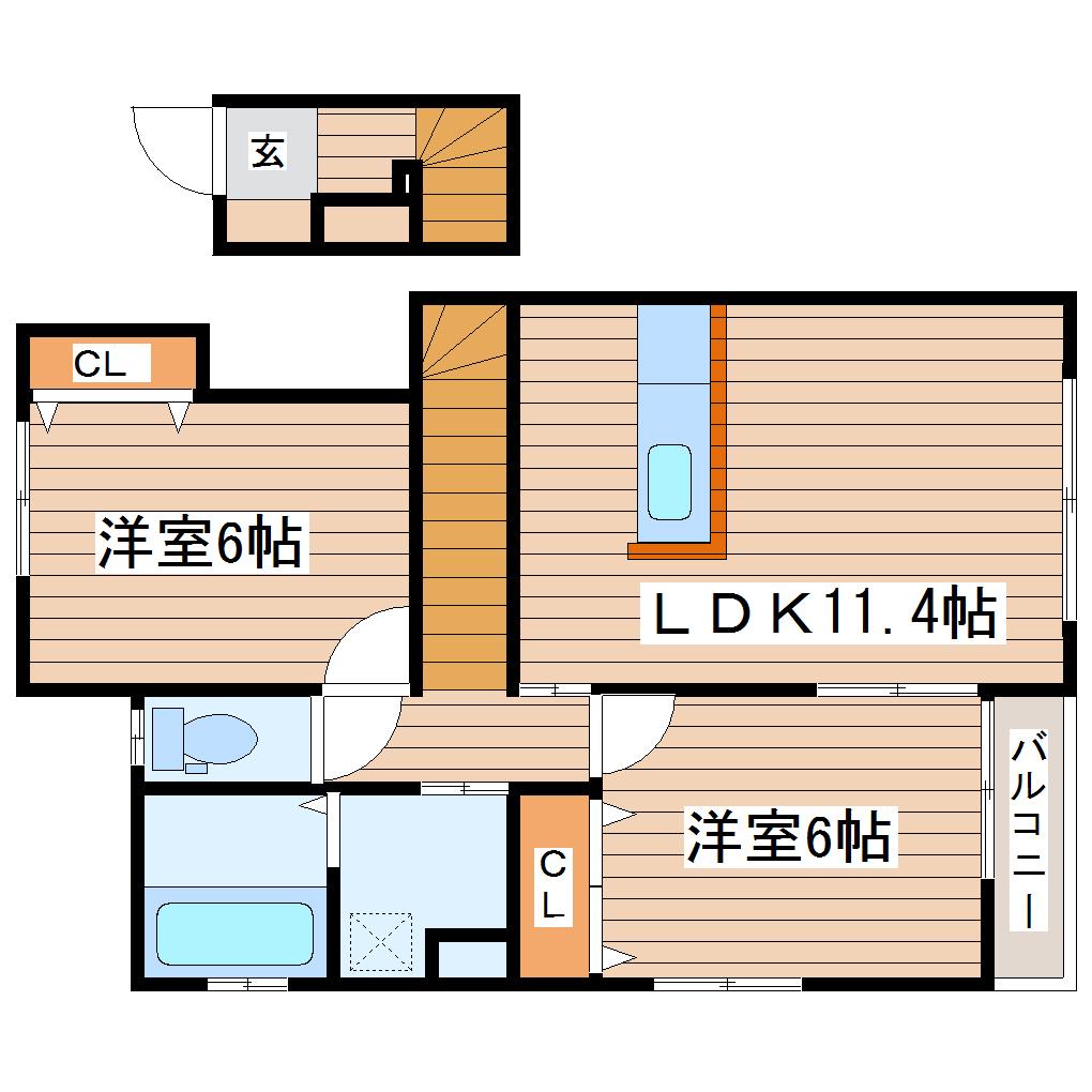 プレミールVI(2LDK/2階)の間取り写真