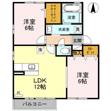 リビングタウン本庄A棟(2LDK/2階)の間取り写真