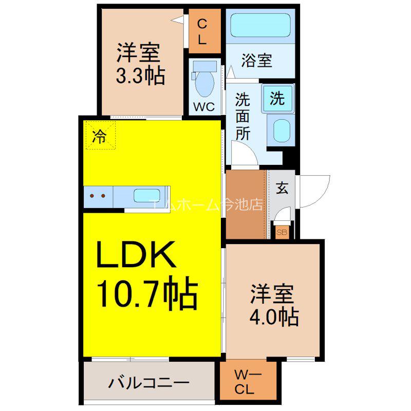 REGALEST PREMA本陣(2LDK/1階)の間取り写真