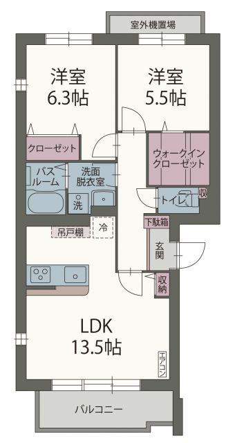 ラ・ポルテ(2LDK/3階)の間取り写真