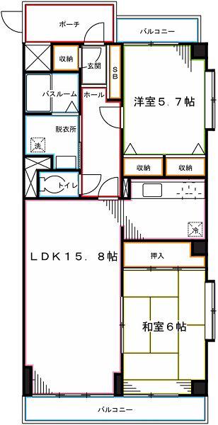 ヴェール・カルチェ(2LDK/1階)の間取り写真