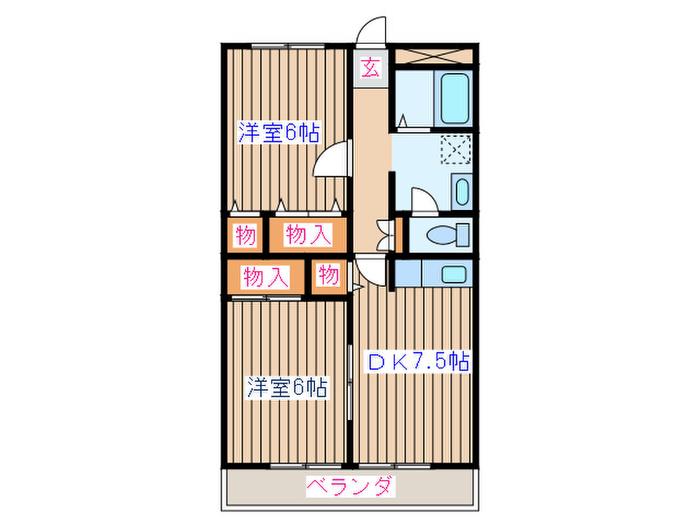 プラザイトウF(2DK/2階)の間取り写真