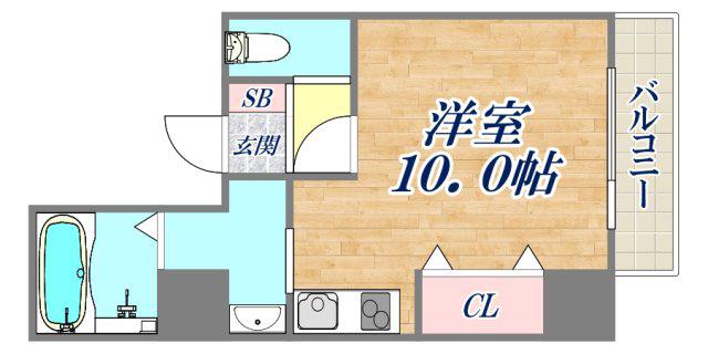 MAIN STAGE甲子園口(1K/3階)の間取り写真