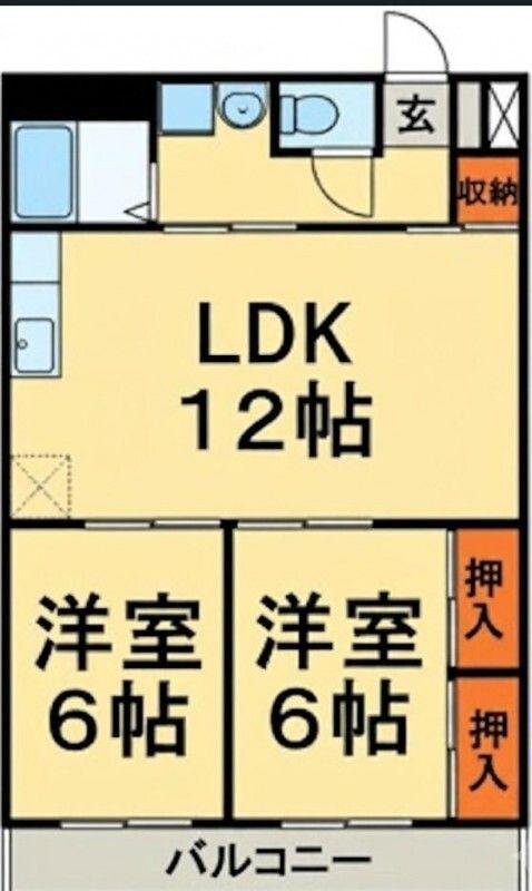 ワンズコア新松戸II(2LDK/2階)の間取り写真