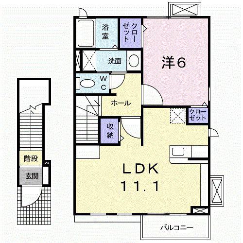 グリーンビレッジ原B(1LDK/2階)の間取り写真