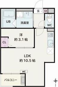 JACK SHOHO IX(1LDK/1階)の間取り写真
