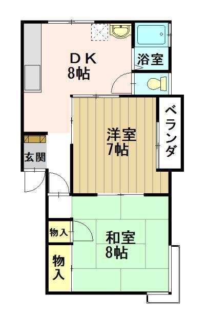 ビバリーハウスB(2DK/2階)の間取り写真