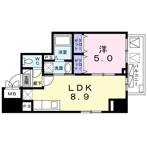 ファヴール本郷(1LDK/5階)の間取り写真
